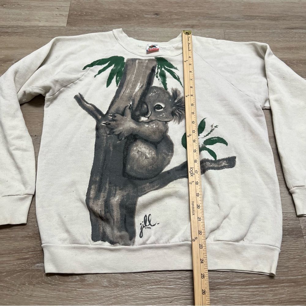 Vintage 1986 Koala Bear Large Sweatshirt Animal Outdoors Fruit Of The Loom White - Picture 2 of 7